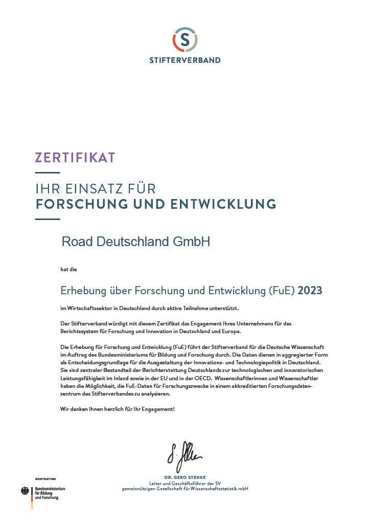 Zertifikat Stifterverband FuE 2023